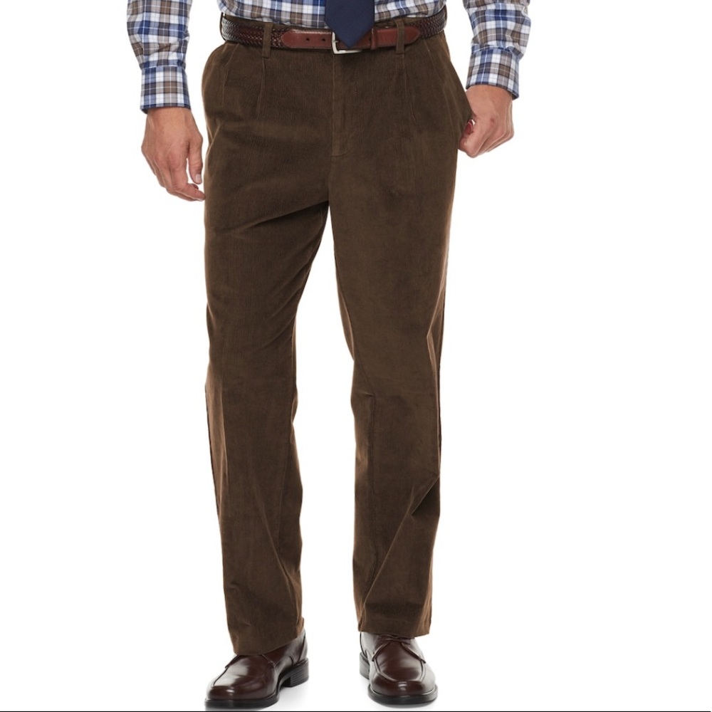 VTG Eddie Bauer Corduroy Pants Brown Flat Front 42 x 34